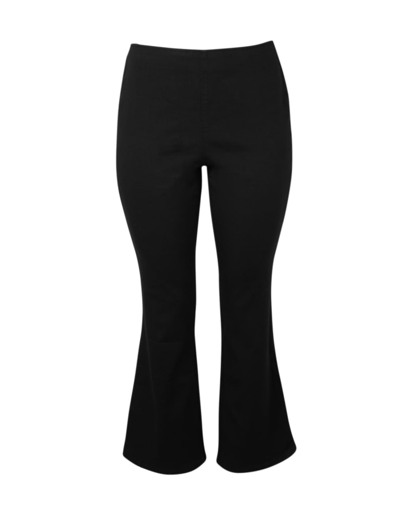 Front of a size 10 Gwen Slim Bootcut Jean in Black by Meri Skye. | dia_product_style_image_id:254399